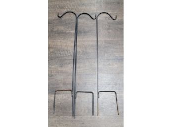 Three Outdoor Garden Hanging Stakes - For Baskets Of Flowers Or Ivy 48' Tall.