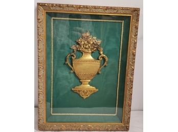 Gorgeous Gold Colored Urn In A Beautifully Box-Framed Artwork