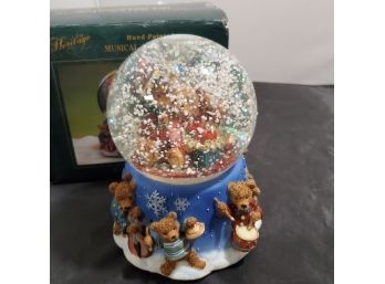 Heritage Hand-Painted Musical Water Snow Globe In Orig Box