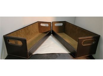 Set Of Two Mini Brown Shelves