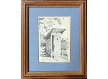 Jerry Miller Outhouse Hand-signed Framed Print Of An Original Pen & Ink Artwork