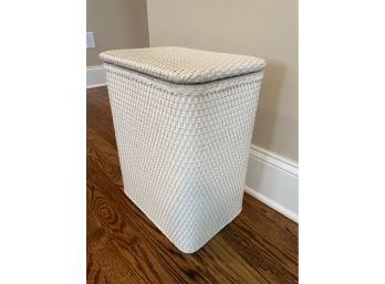 Pretty Wicker Laundry Hamper - Cloth Lined With An Interior Handled Linen Clothes Sack