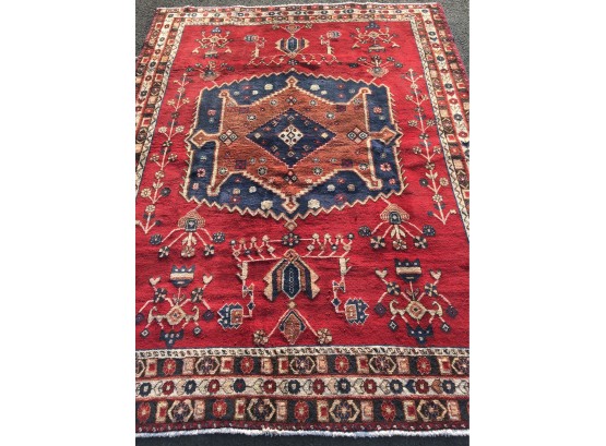 Afshan Hand Knotted Rug    7 Feet 7 Inches By 5 Feet 6 Inches