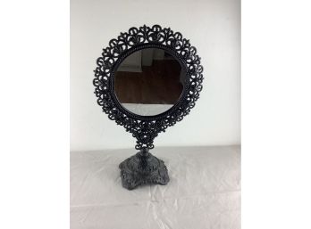 Round Black Cast Iron Tilt Mirror
