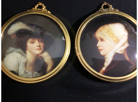 Pair Of Small  Portraits From The Miniature World Of Peter Bates Limited Made In England