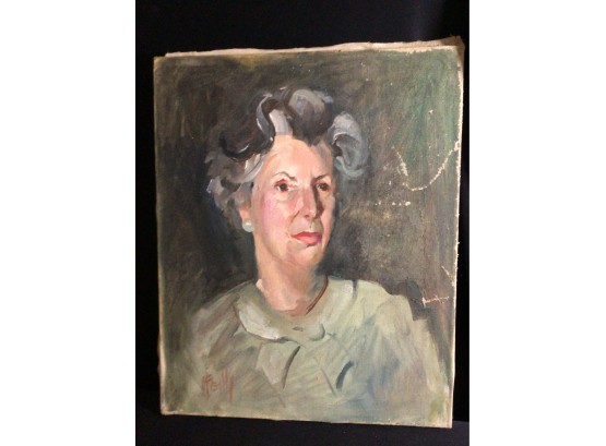 Portrait Of A Stately Matron Possibly By Listed Artist