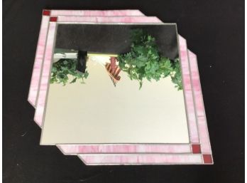 Art Deco Inspired Mirror With Stained Glass Slag  Glass
