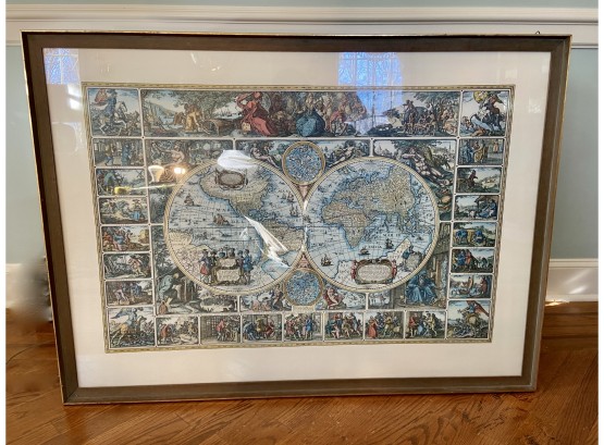 Framed Print Of An Antique Map Of The World