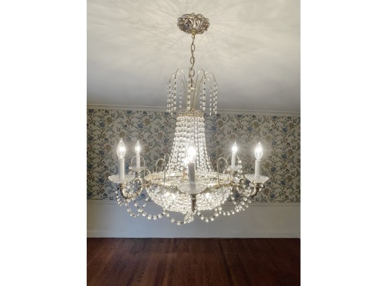 A Italian Styled Traditional Crystal Waterfall Chandelier - 6 Arm - 30 X 39