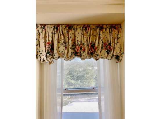 A Set Of 3 Balloon Shade Valance In Cabbage Rose Chintz - Lined - Custom