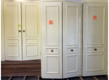 A Set Of 5 Door Panels - Double Doors, A Bifold Door And One Single Door - Solid Wood