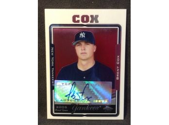 2005 Topps Chrome Update Brent Cox Autographed Card