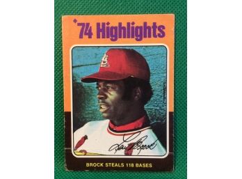 1975 Topps Lou Brock Highlights Card