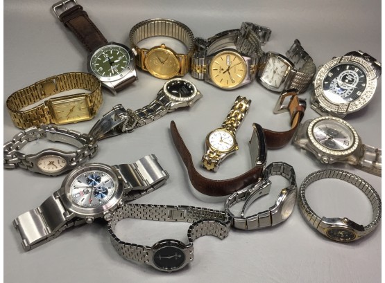 Box Lot Of Preowned Watches - Mixed Bag - 15 Pieces Total - What You See Is What You Get - All Sold AS IS