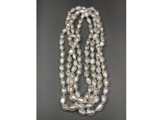 Beautiful Ultra Long Strand Genuine Cultured Baroque Pearls - INCREDIBLY Long 64' That Is Over FIVE FEET !