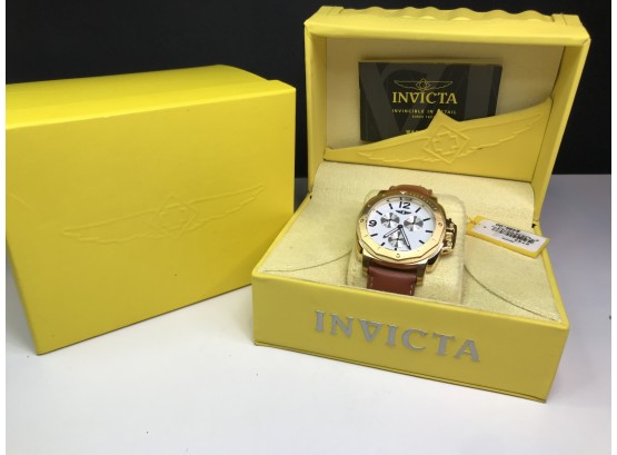 Beautiful Brand New $495 Mens / Unisex Watch - With Box & Booklets - White Dial With Brown Leather Strap