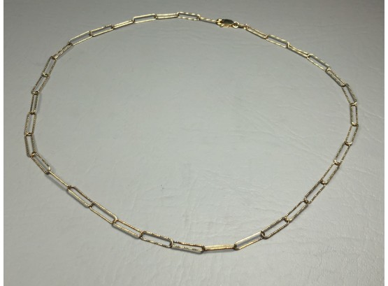 Very Nice 925 / Sterling Silver With 14K Gold Overlay Paperclip 20' Necklace - Great Piece - Made In Italy