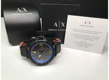 Amazing Brand New $495 GIORGIO ARMANI / EXCHANGE Chronograph Watch - Fantastic Multi Color Strap New In Box