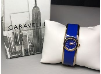 Beautiful Brand New CARAVELLE By BULOVA Blue Enamel Bangle Watch - $125 Retail Price - New In Box - VERY NICE