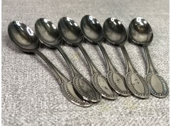 Set Of Vintage Six Sterling Silver / 800 Demitasse Spoons - Very Good Condition - Bought In Italy In 1950