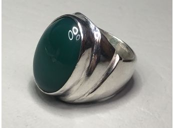 Fantastic Mens 925 / Sterling Silver & Jade Ring - Brand New - Never Worn - Small Finger Size - Nice Quality