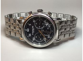 Spectacular Brand New $695 COACH Chronograph Watch - Mens / Unisex Very High - With Box & Booklet - SUPER NICE