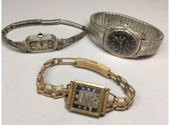 Lot Of Three Antique BULOVA Watches For Restoration - 1920s - 1930s - Estate Fresh - As Found - Sold As Is