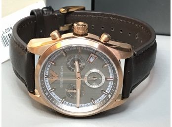 Fantastic $695 Retail GIORGIO ARMANI / EMPORIO Mens / Unisex Chronograph Watch - New In Box - Rose Gold Finish