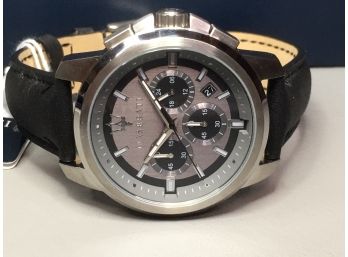 Beautiful MASERATI Mens Chronograph Watch - New In Box - Incredible Piece - With Warranty Cad & Booklet