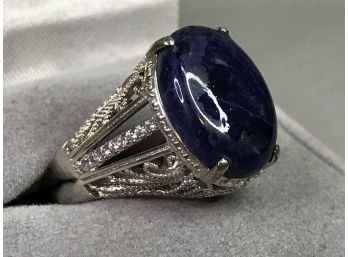Fabulous Sterling Silver / 925 Filigree Ring With Lapiz Lazuli - Very Pretty Ring - All Handmade - VERY NICE !