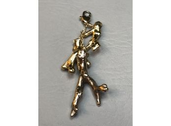 Very Unusual Sterling Silver / 925 With 14K Gold Overlay Coral Pendant / Purse Charm - Very Nice Piece !