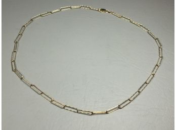 Very Nice 925 / Sterling Silver With 14K Gold Overlay Paperclip 20' Necklace - Great Piece - Made In Italy