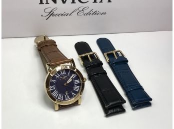 Handsome Brand New $595 INVICTA Watch From Specialty Collection - New In Box With Three Interchangeable Straps