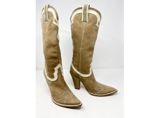 Nando Muzi Italy Suede Cowboy Boots Size 37.5
