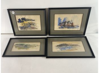 FOUR SIGNED WATERCOLORS, 10' X 17' AND SMALLER