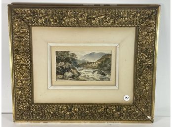 1884 WATERCOLOR SIGNED DAVIS IN AN AESTHETIC MOVEMENT FRAME, 24.5' X 20' FRAMED AND 5' X 9.5' SIGHT