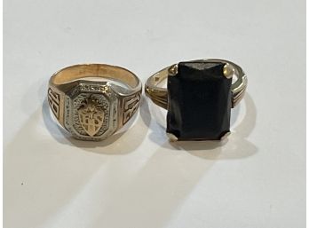 TWO ANTIQUE 10K GOLD RINGS, 7.9 GRAMS