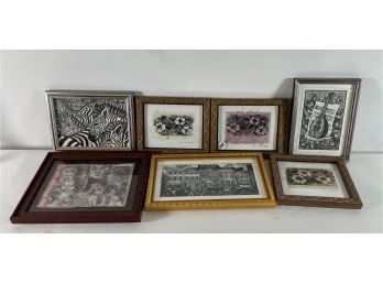 SEVEN ROSEMARIE COVEY SMALL FRAMED PRINTS, 9' X 8' AND SMALLER