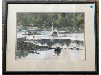 WATERCOLOR OF BOATS AFTER WINSLOW HOMER BY JOAN BORYTA