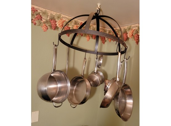 Hanging Pot Rack With Set Of Belgioue (of Belgium) Cookware