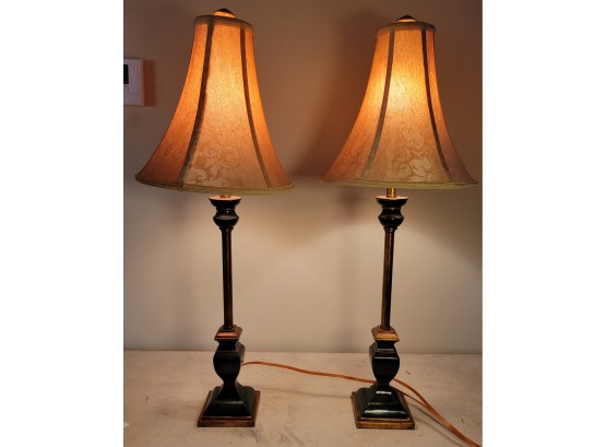 Matching Lamps.  Shades Are In Good Shape With A Terrific Amber Glow