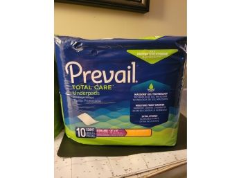 Prevail Total Care Underpads 10 Count.  2 Packages Brand New Size X Large 30' X 30'