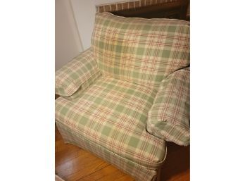 Armchair And Matching Ottoman  .  Pleasant Plaid Colors.