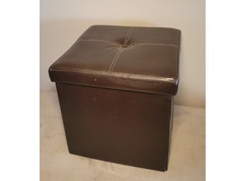 Espresso Leather Ottoman / Storage Cube