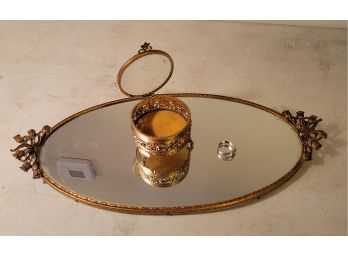 Perfume/Jewelry Mirror And Ring Holder