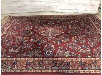 Karastan Wool Carpet With Fringed Edge - Red Sarouk - Medallion Floral 4x6