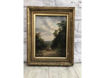 Antique Landscape Oil On Board - Signed Lower Right - 15.5 X 19'H