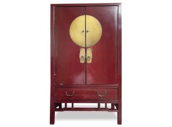 A Vintage Chinese Lacquer And Brass Armoire