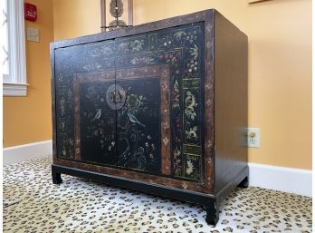 A Hand Painted Asian Chest With Brass Hardware