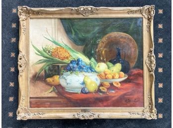 An Antique Oil On Canvas, Signed V. Thirel